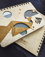 Designer geometry - Wooden Diary | Wooden Notebook |  Wooden Personalized notebook | A5 diary | Planner | Vintage Note book