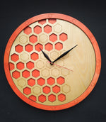 Orange Beehive | Wooden Wall Art | Colorful Clocks | Clocks to Gift | Mandala Clock | Wooden Clocks| Decor