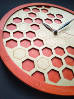 Orange Beehive | Wooden Wall Art | Colorful Clocks | Clocks to Gift | Mandala Clock | Wooden Clocks| Decor