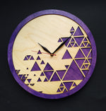 Purple Pyramid | Wooden Wall Art | Colorful Clocks | Clocks to Gift | Mandala Clock | Wooden Clocks| Decor