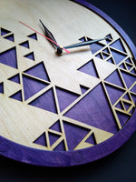 Purple Pyramid | Wooden Wall Art | Colorful Clocks | Clocks to Gift | Mandala Clock | Wooden Clocks| Decor