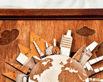 Round The World - Qreative Qick Wall Art | Travel Gift | Wooden Wall Art | Sun Wall art |Wooden decor |Multi layer art| Decor |Wall hanging
